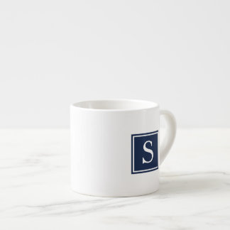 Simple Navy Blue Monogram Espresso Cup