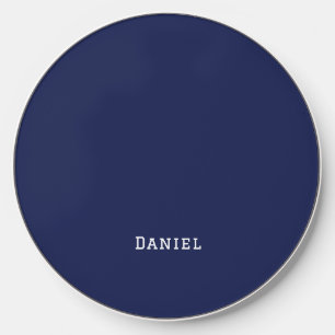 Simple Navy Blue Monogrammed Wireless Charger