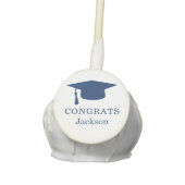Simple Navy Blue Mortar Board Modern Graduation Cake Pops (Front)