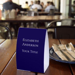 Simple Navy Blue Name  Paper Table Tent