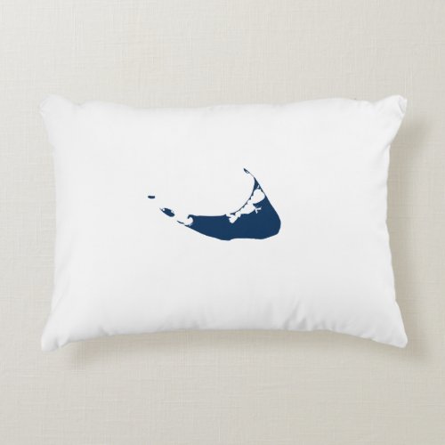 Simple Navy Blue Nantucket Island ACK Map Accent Pillow