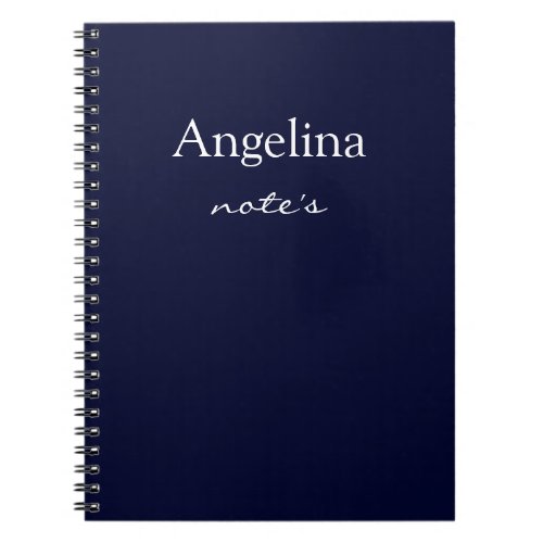 Simple Navy Blue Personalized Add Your Name Notebook