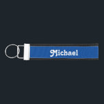 Simple Navy Blue Personalized Custom Name  Wrist Keychain<br><div class="desc">Simple Personalized Custom Name Navy Blue. Font can be changed by clicking the "Edit Design" button.</div>
