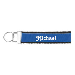 Simple Navy Blue Personalized Custom Name  Wrist Keychain