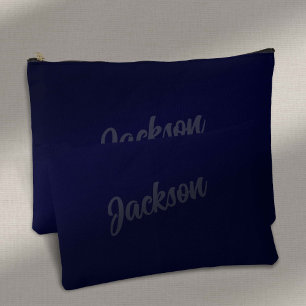 Simple Navy Blue Personalized Mens  Accessory Pouch