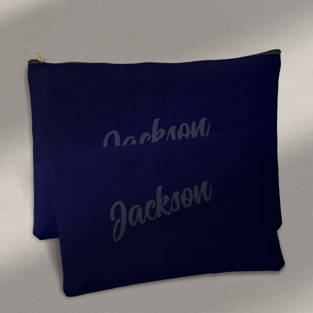 Simple Navy Blue Personalized Mens  Accessory Pouch (Simple Navy BLue Personalized Name Accessory Pouch.)