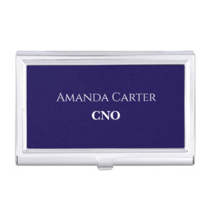 Simple Navy Blue Personalized Name CNO Business Card Case