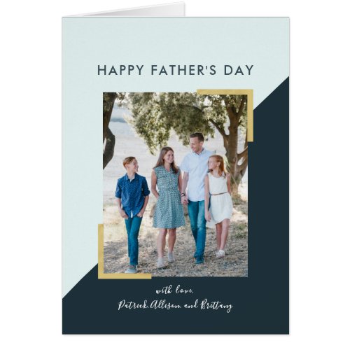 Simple Navy Blue Photo Fathers Day Card