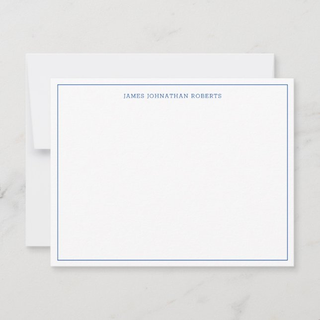 Simple Navy Blue Professional Modern Border Note Card (Front)