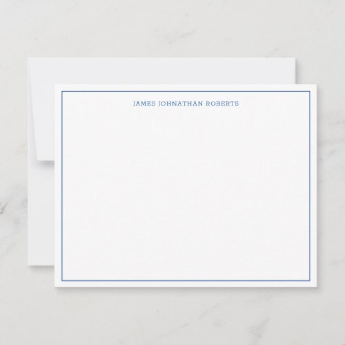 Simple Navy Blue Professional Modern Border Note Card