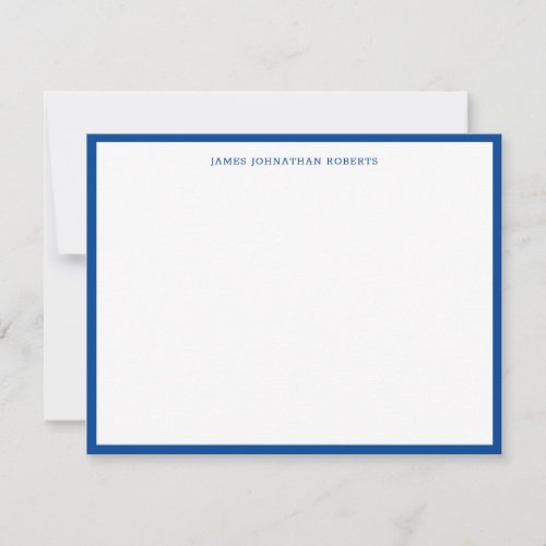 Simple Navy Blue Professional Modern Thick Border  Note Card