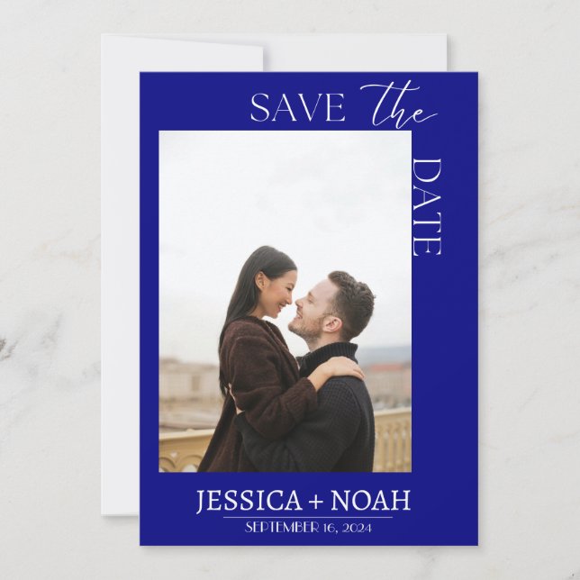 Simple Navy Blue Save The Date Wedding Invitation (Front)