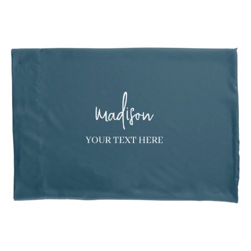 Simple Navy Blue Signature With Text  Pillow Case