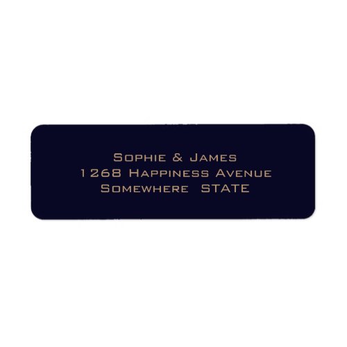 Simple Navy Blue Soft Gold Wedding Return Address Label