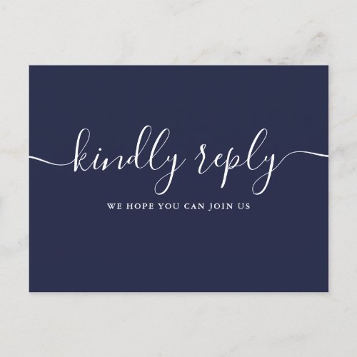 Simple Navy Blue Song Request RSVP Postcard