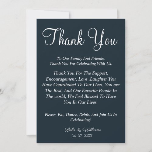 Simple navy blue template thank you wedding