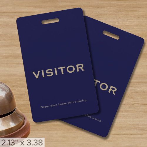 Simple Navy Blue Visitor Badge  Vertical