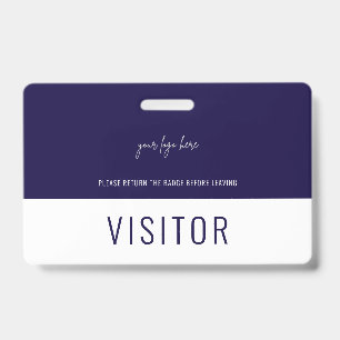 Simple Navy Blue Visitor Pass Company Logo Badge