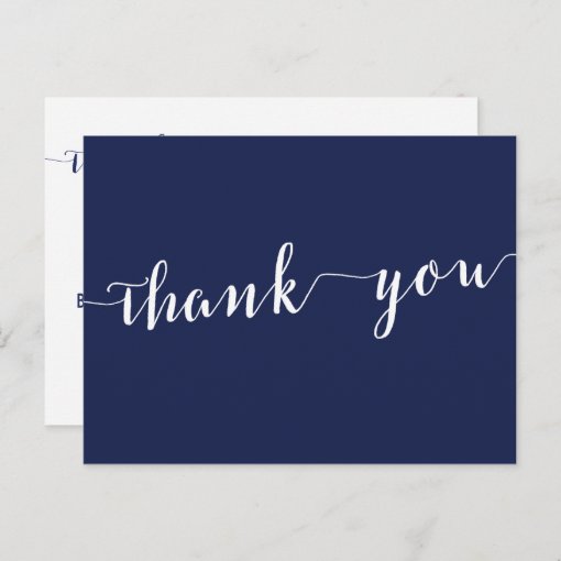 Simple Navy Blue Wedding Thank You Postcards | Zazzle