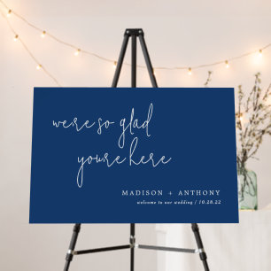 Simple Navy Blue Wedding Welcome Foam Board