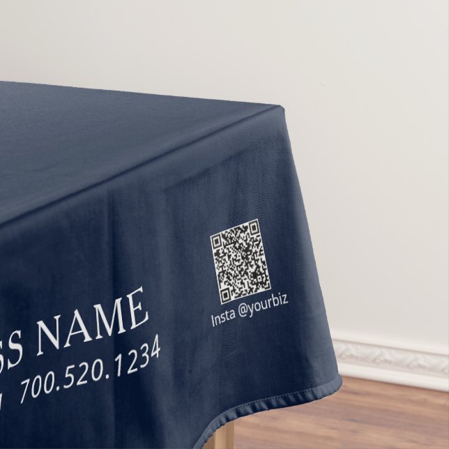 Simple Navy Blue & White Company Logo Craft Show  Tablecloth (In Situ)