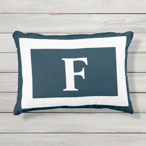 Simple Navy Blue White Family Monogram Initial Outdoor Pillow