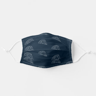 Simple Navy Blue white Pizza social distancing Adult Cloth Face Mask