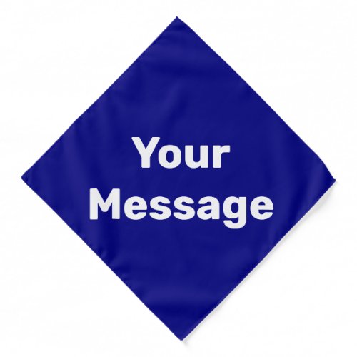 Simple Navy Blue White Your Message Text Template Bandana