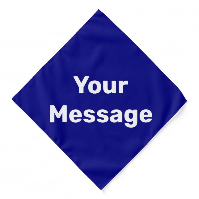 Simple Navy Blue White Your Message Text Template Bandana (Front)