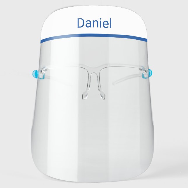 Simple Navy Blue Your Name Face Shield (Front)