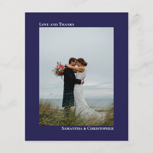 Simple Navy BUDGET Wedding Photo Thank You Card