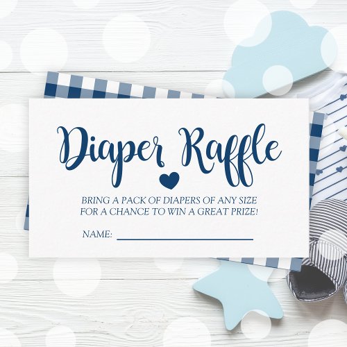 Simple Navy Buffalo Plaid Baby Shower Enclosure Card