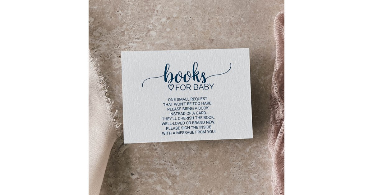 Simple Navy Calligraphy Book Request Insert | Zazzle