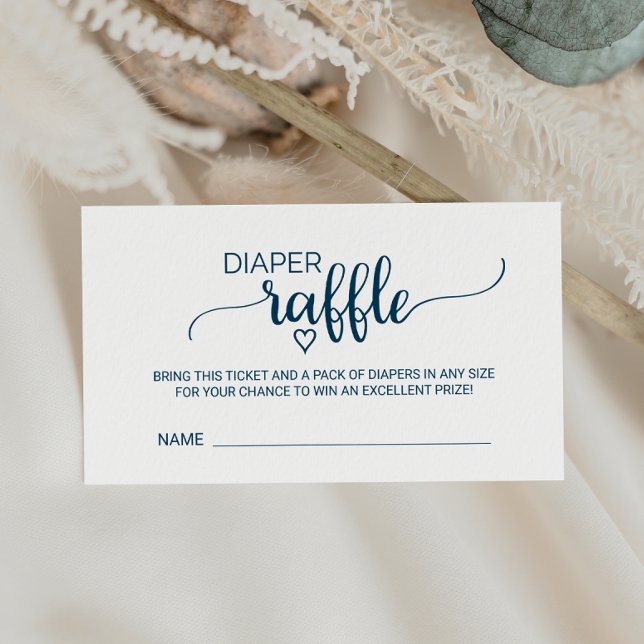 Simple Navy Calligraphy Diaper Raffle Enclosure (Creator Uploaded)