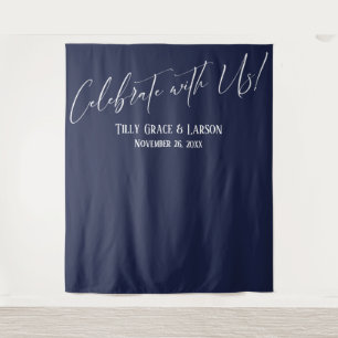 Simple Navy Celebrate with Us! Photo Backdrop