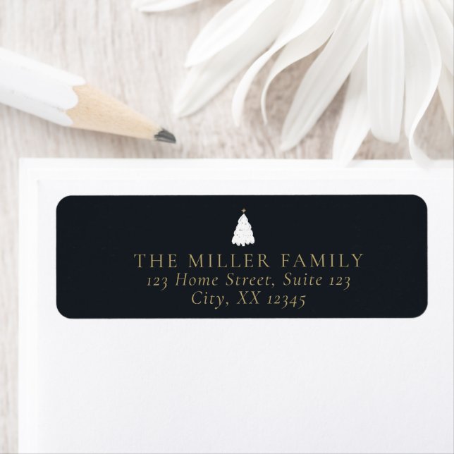 Simple navy Christmas tree Return Address Label (Insitu)