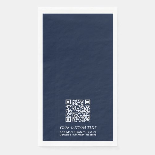 Simple Navy Custom QR Code Business Promotional Paper Guest Towels