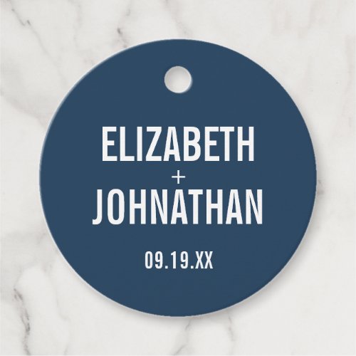 Simple Navy & Dusty Blue Typography Wedding Favor Tags