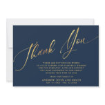Simple Navy & Gold Calligraphy Funeral Thank You Card Simple Navy & Gold Calligraphy Funeral Thank You Card