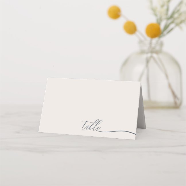 Simple Navy Ivory Calligraphy Script Wedding Table Place Card