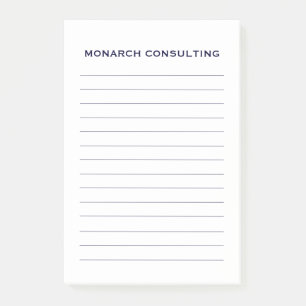 Simple Navy Lined Personalized Business  Post-it Notes