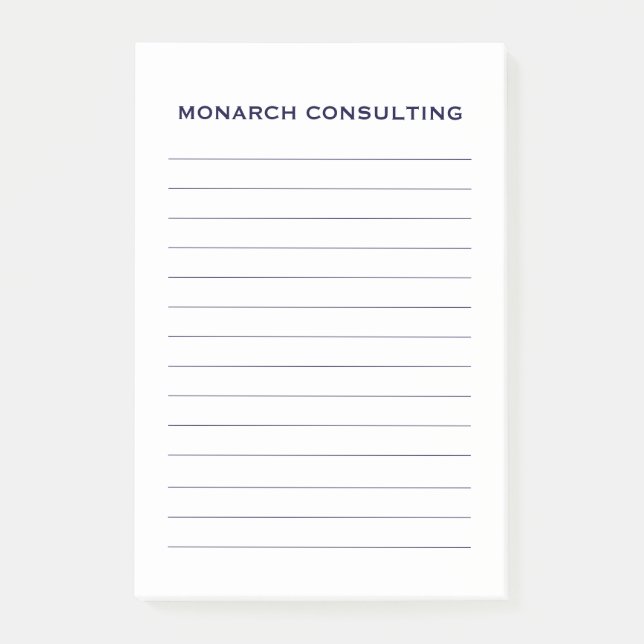 Simple Navy Lined Personalized Business  Post-it Notes (Front)