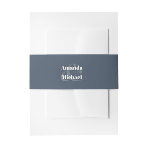 Simple Navy Modern Minimalist Bride and Groom Invitation Belly Band