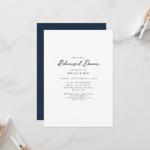 Simple Navy Rehearsal  Invitation