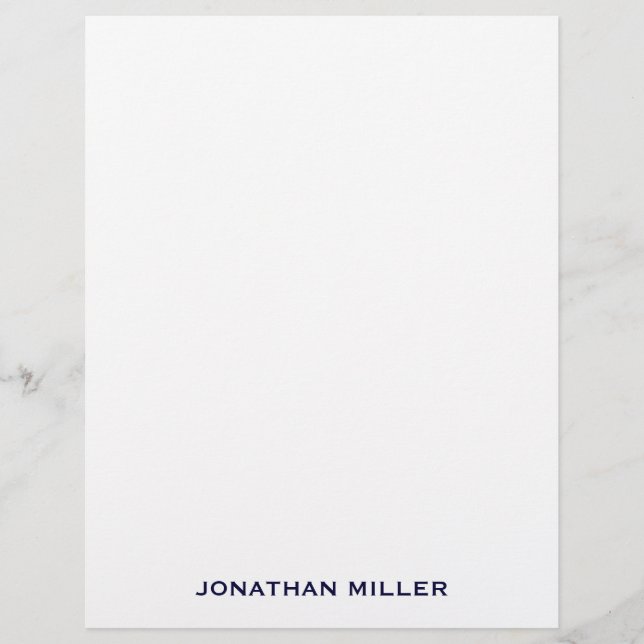 Simple Navy Typographic Name Letterhead (Front)
