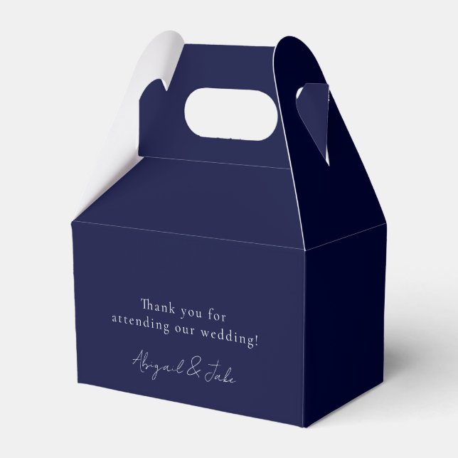 Simple Navy Wedding Welcome Favor Box (Front Side)