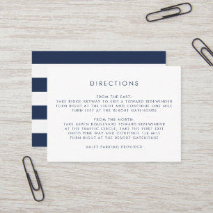 Simple Navy & White Direction Cards