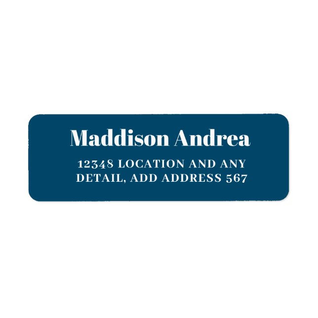 Simple Navy White Elegant Return Address Label (Front)