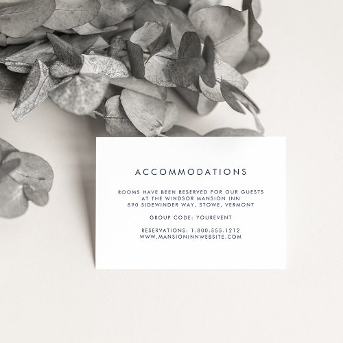 Simple Navy  White Hotel Accommodation Cards