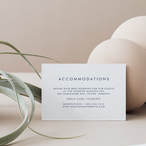Simple Navy  White Hotel Accommodation Enclosure Card